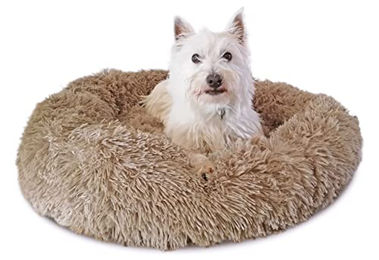 ZOLLNER Hundebett Donut rund Hellbraun 60 cm aus Polyester waschbar - 60 cm – Bild 1 von 7