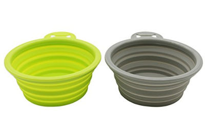 ZOLLNER24 2er Set faltbare Reisenapf aus Silikon in Grün und Grau 13x13x5,5 cm – Bild 1 von 6