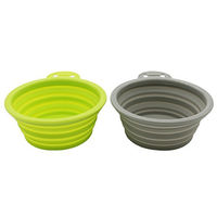 Produktbild von ZOLLNER24 2er Set faltbare Reisenapf aus Silikon in Grün und Grau 13x13x5,5 cm