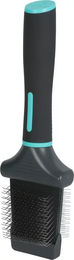Produktbild von Zolux Anah Flexible Doppel-Slicker-Bürste aus Edelstahl für Hunde in Schwarz