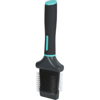 Produktbild von Zolux Anah Flexible Doppel-Slicker-Bürste aus Edelstahl für Hunde in Schwarz