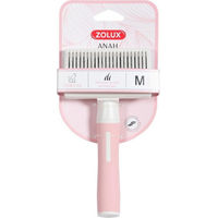 Produktbild von Zolux Anah Katzenbürste mit einziehbaren Edelstahl-Nadeln in Rosa Weiß Größe M - 1 Stk.