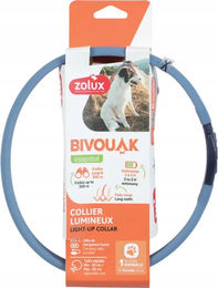 Produktbild von Zolux Bivouak Leuchthalsband für langhaarige Hunde in Blau mit wiederaufladbarem Akku