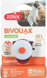 Produktbild von Zolux Bivouak USB wiederaufladbarer Akku für Hundehalsbänder in Rot und Weiß