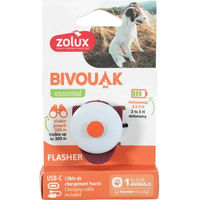 Produktbild von Zolux Bivouak USB wiederaufladbarer Akku für Hundehalsbänder in Rot und Weiß