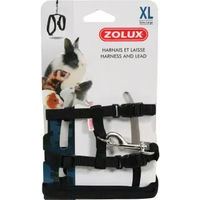 Produktbild von Zolux Casual Kit Geschirrset für kleine Säugetiere wie Kaninchen Meerschweinchen Frettchen und Ratten in Schwarz Größe XL