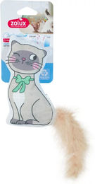 Produktbild von Zolux Federspielzeug für Katzen aus Stoff mit Punkten in Beige und Grau