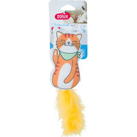 Produktbild von Zolux Federspielzeug für Katzen mit Stoff-Bandana in Orange Bunt