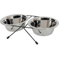 Produktbild von Zolux Futter- und Wassernapf Set aus Edelstahl mit Metallständer Silber 2x 700 ml