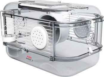 Zolux Hamsterkäfig für Hamster, Mäuse und Rennmäuse aus Kunststoff in Weiß und Transparent Größe S – Bild 1 von 5