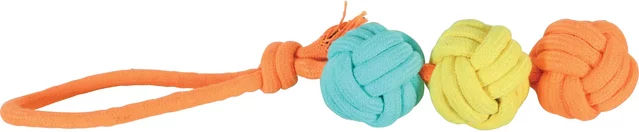 Produktbild von Zolux Hundespielzeug Twist aus Seil mit 3 Bällen in Bunt und Orange