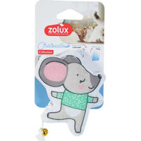 Produktbild von Zolux Katzenspielzeug Maus aus Stoff mit Glöckchen und Punkten in Grau und Bunt