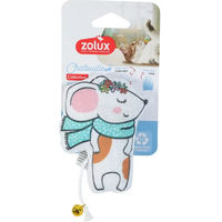 Produktbild von Zolux Katzenspielzeug Maus mit Glocke und Blumen aus Stoff in Bunt und Weiß