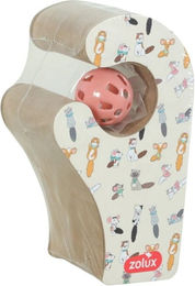 Produktbild von Zolux Kratzbrett Pfote aus Pappe mit Catnip und Ball bunt 24 x 24 x 19 cm