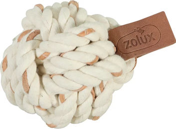 Produktbild von Zolux Leather Touch Hundespielzeug Seilball aus Baumwolle Weiß