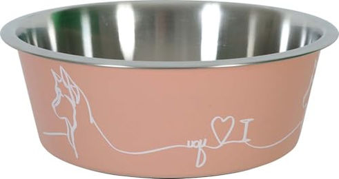 Zolux Love Hund Futternapf aus Edelstahl Rosa 1200 ml rutschfest – Bild 1 von 2