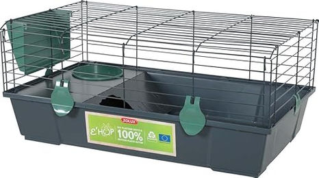 Zolux Meerschweinchenkäfig aus Kunststoff mit Futterstation und Metallhütte, Grün, 77,5 x 46 x 34,5 cm – Bild 1 von 2