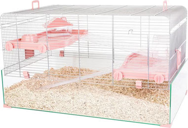 Produktbild von Zolux Panas Colour Nagetierkäfig für Hamster und Mäuse aus Metall und Kunststoff Rosa 48 x 48 x 45 cm