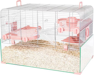 Produktbild von Zolux Panas Hamsterkäfig für Nagetiere in Rosa mit Glasfront