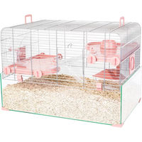 Produktbild von Zolux Panas Hamsterkäfig für Nagetiere in Rosa mit Glasfront