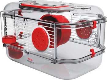 Zolux Rody 3 Mini Hamsterkäfig für Hamster, Mäuse und Rennmäuse aus Kunststoff in Rot – Bild 1 von 5