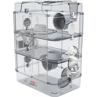 Produktbild von Zolux Rody 3 Trio Kleintierkäfig für Hamster, Mäuse und Rennmäuse aus Kunststoff, Weiß/Transparent, 41 x 27 x 53 cm