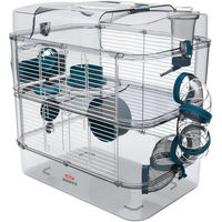 Produktbild von Zolux Rody3 Duo Hamsterkäfig für Hamster, Mäuse und Rennmäuse aus Kunststoff in Blau und Transparent