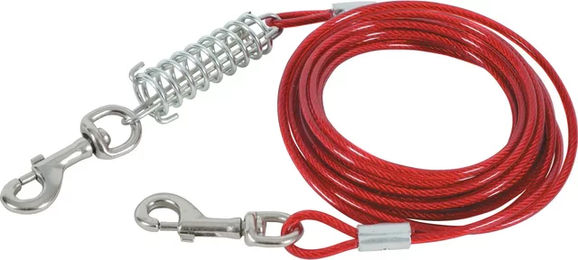 Produktbild von Zolux Schleppleine mit Anbindekabel und Feder für große Hunde in Rot aus Metall - 6 m