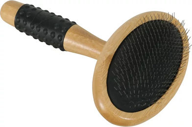 Zolux Slicker-Bürste für langhaarige Hunde aus Bambus in Beige und Braun – Bild 1 von 4