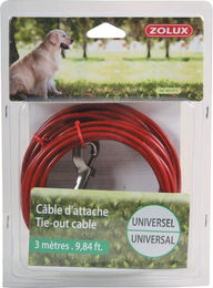 Produktbild von Zolux Universal-Befestigungskabel für Hunde in Rot aus Metall für große Rassen 3m