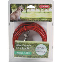 Produktbild von Zolux Universal-Befestigungskabel für Hunde in Rot aus Metall für große Rassen 3m