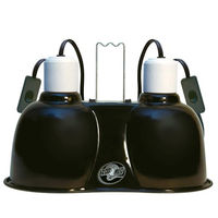 Produktbild von Zoo Med LF-19e Mini Combo Deep Dome Doppel-Reflektor-Lampenschirm in Schwarz und Silber