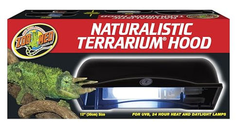 Zoo Med LF-50E Terrarium-Abdeckung 30 cm mit eingebautem Reflektor in Schwarz und Grau – Bild 1 von 2