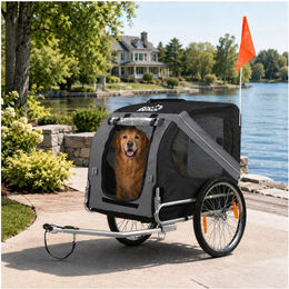 zoomundo Fahrradanhänger für Hunde in Dunkelgrau Schwarz mit Silber Frame – Bild 1 von 1