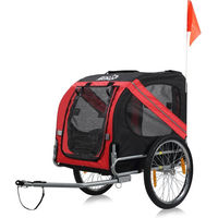 Produktbild von zoomundo Fahrradanhänger für Hunde in Rot-Schwarz mit Silver Frame