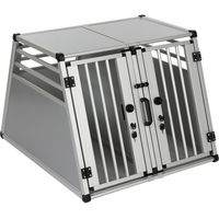 Produktbild von zooplus AluRide Autohundebox Doppelbox aus Aluminium Größe L Grau Silber B 80 x T 92 x H 65 cm