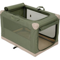 Produktbild von zooplus Basics Faltbare Hundebox Transportbox aus Polyester Grün L 76 x B 50,5 x H 48 cm