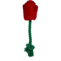 Produktbild von zooplus basics Hundespielzeug Spieltau Rose aus Baumwolle und Polyester in Rot und Grün 22 cm