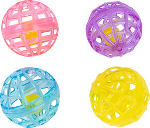 Produktbild von zooplus Basics Katzenspielzeug Glockenbälle aus Kunststoff 4 Stück bunt