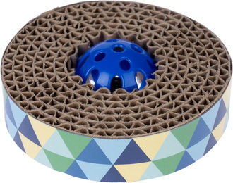Produktbild von zooplus Basics Katzenspielzeug Spin & Scratch aus Pappe in Blau oder Bunt Ø 10 x H 4 cm