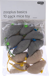 Produktbild von zooplus Basics Katzenspielzeugset Mäuse aus Polyester 10er Pack in Beige Grau und Bunt