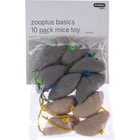 Produktbild von zooplus Basics Katzenspielzeugset Mäuse aus Polyester 10er Pack in Beige Grau und Bunt