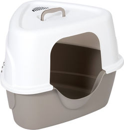 zooplus basics Katzentoilette mit Haube grau weiß – Bild 1 von 1