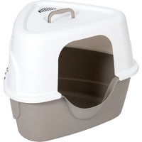 Produktbild von zooplus basics Katzentoilette mit Haube grau weiß