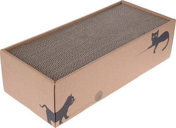 Produktbild von zooplus Basics Kratzbrett Set für Katzen aus Pappe Braun 4 Stück L 44 x B 20 x H 12,5 cm