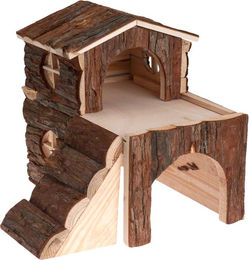 Produktbild von zooplus Doppelstöckiges Nagerhaus aus Holz für Meerschweinchen Degu und Ratten in Braun 30 x 20 x 30 cm