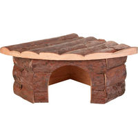 Produktbild von zooplus Eck-Spielhaus aus Holz für Hamster, Mäuse, Ratten und Meerschweinchen in Braun Natur L 32 x B 21,5 x H 13 cm