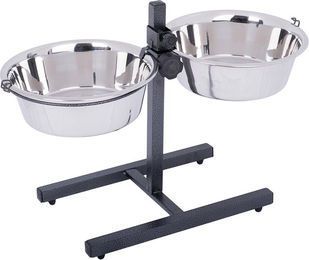 zooplus Erhöhter Hundenapf mit 2 Edelstahlnäpfen Schwarz Silber 2 x 2,8 l – Bild 1 von 1