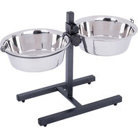 Produktbild von zooplus Erhöhter Hundenapf mit 2 Edelstahlnäpfen Schwarz Silber 2 x 2,8 l