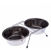 Produktbild von zooplus Exclusive Doppel-Edelstahlnapf mit Ständer Grau Silber 2 x 350 ml Ø 13 cm Erhöhter Futternapf - 2 x 350 ml